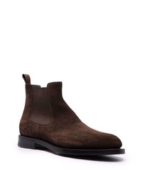 Bottines chelsea en daim marron foncé Santoni