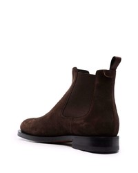 Bottines chelsea en daim marron foncé Santoni