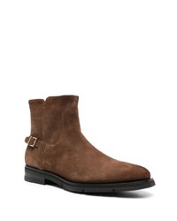 Bottines chelsea en daim marron foncé Santoni