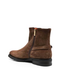 Bottines chelsea en daim marron foncé Santoni