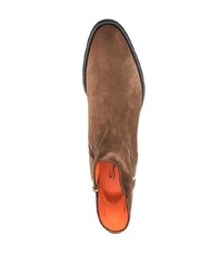 Bottines chelsea en daim marron foncé Santoni