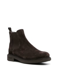 Bottines chelsea en daim marron foncé Pollini