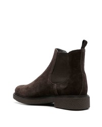 Bottines chelsea en daim marron foncé Pollini