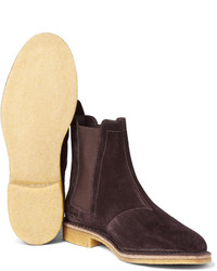 Bottines chelsea en daim marron foncé Bottega Veneta