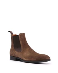 Bottines chelsea en daim marron foncé Santoni