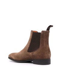 Bottines chelsea en daim marron foncé Santoni