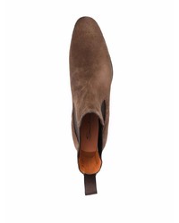 Bottines chelsea en daim marron foncé Santoni