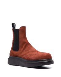 Bottines chelsea en daim marron Alexander McQueen