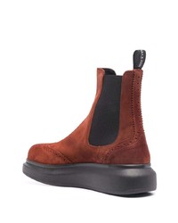 Bottines chelsea en daim marron Alexander McQueen