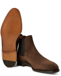 Bottines chelsea en daim marron John Lobb