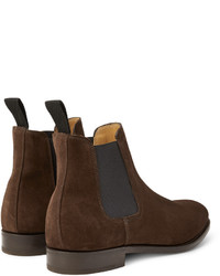 Bottines chelsea en daim marron John Lobb