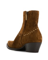 Bottines chelsea en daim marron Saint Laurent