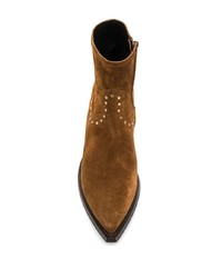 Bottines chelsea en daim marron Saint Laurent