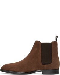 Bottines chelsea en daim marron Paul Smith