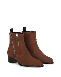 Bottines chelsea en daim marron Giuseppe Zanotti