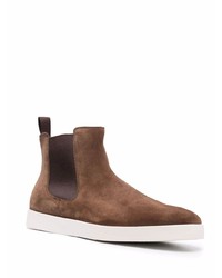 Bottines chelsea en daim marron Santoni