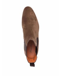 Bottines chelsea en daim marron Santoni