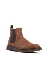 Bottines chelsea en daim marron Brunello Cucinelli