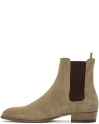 Bottines chelsea en daim marron Saint Laurent