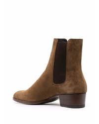 Bottines chelsea en daim marron Saint Laurent