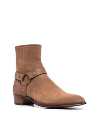 Bottines chelsea en daim marron Saint Laurent