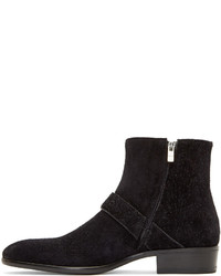 Bottines chelsea en daim noires Alexander McQueen