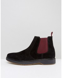 Bottines chelsea en daim noires Asos