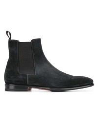 Bottines chelsea en daim noires Santoni