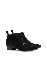 Bottines chelsea en daim noires Gucci