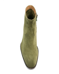 Bottines chelsea en daim olive Silvano Sassetti