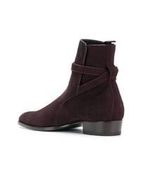 Bottines chelsea en daim pourpre foncé Saint Laurent