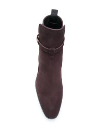 Bottines chelsea en daim pourpre foncé Saint Laurent