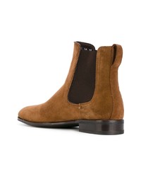 Bottines chelsea en daim tabac Salvatore Ferragamo