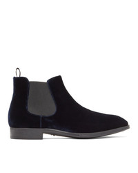 Bottines chelsea en velours bleu marine