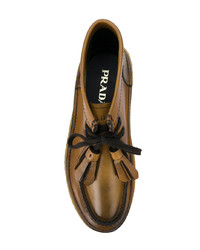 Bottines chukka en cuir marron Prada