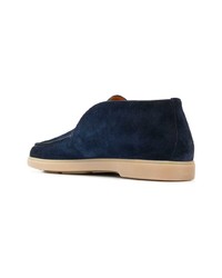 Bottines chukka en daim bleu marine Santoni