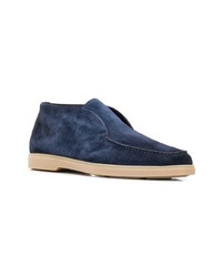 Bottines chukka en daim bleu marine Santoni