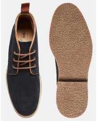 Bottines chukka en daim bleu marine Asos