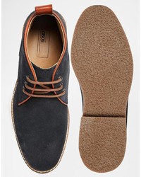 Bottines chukka en daim bleu marine Asos