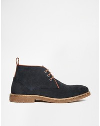 Bottines chukka en daim bleu marine Asos