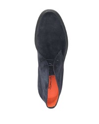 Bottines chukka en daim bleu marine Santoni