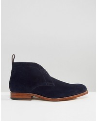 Bottines chukka en daim bleu marine Grenson