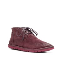 Bottines chukka en daim bordeaux Marsèll