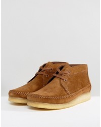 Bottines chukka en daim marron clair Clarks