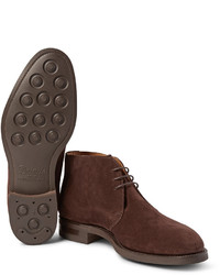 Bottines chukka en daim marron foncé Edward Green