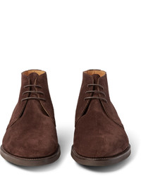 Bottines chukka en daim marron foncé Edward Green