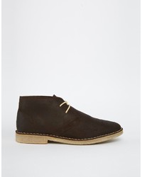 Bottines chukka en daim marron foncé Asos