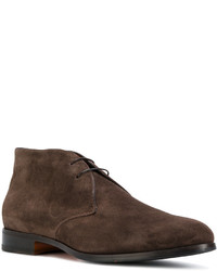 Bottines chukka en daim marron foncé Santoni