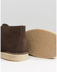 Bottines chukka en daim marron foncé Asos