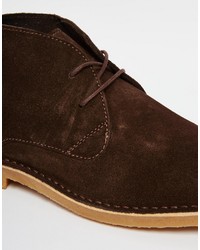 Bottines chukka en daim marron foncé Selected